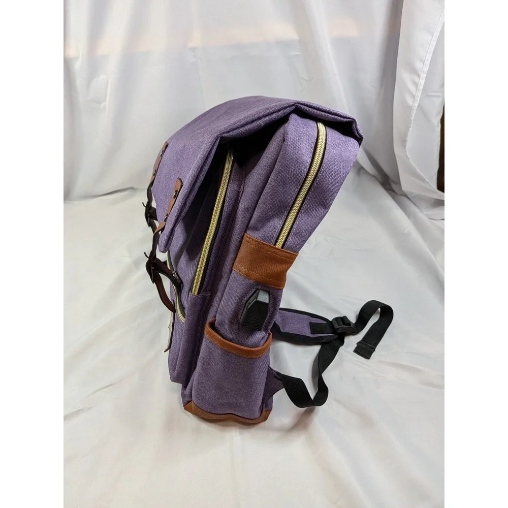 Purple Laptop Backpack with Contrast Trim - Unbranded